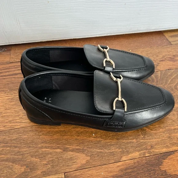 Black Leather Loafers with Gold Horse-bit Hardware - Picture 6 of 17